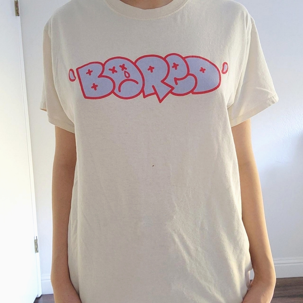 UO Urban Outfitters Cream BORED Grunge Punk Grafitti Graphic Tee